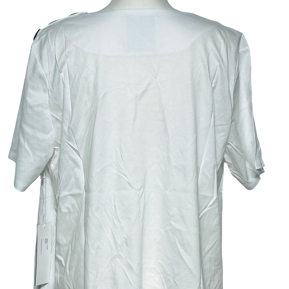 Pari Passu White Elevated Cotton Tee Plus Size 18 Minimalist Boxy Top - Picture 6 of 9